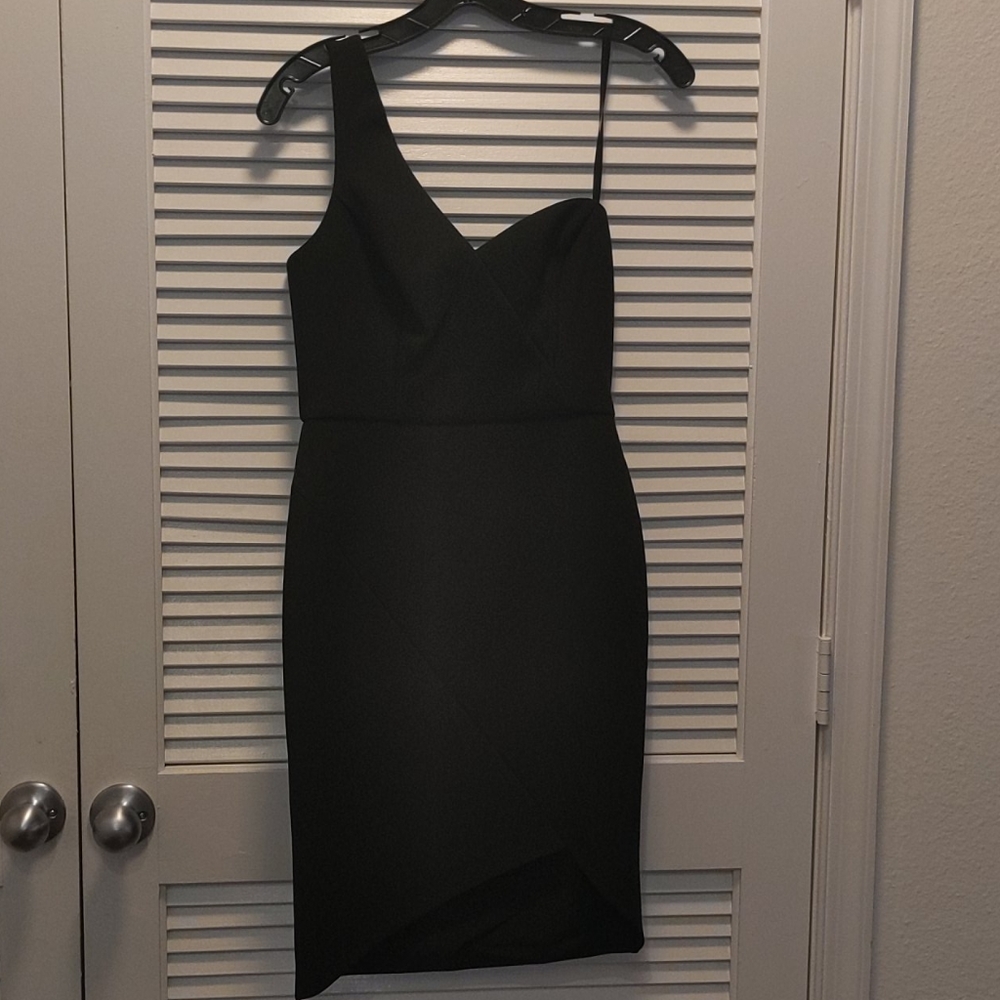 Black Mini Cocktail Dress w/Detailed Hem